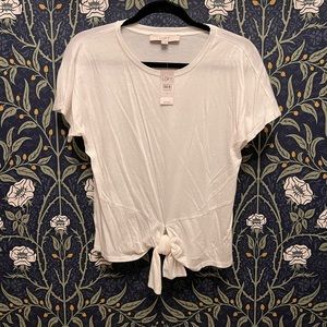 Loft short sleeved tie front shirt XS NWT